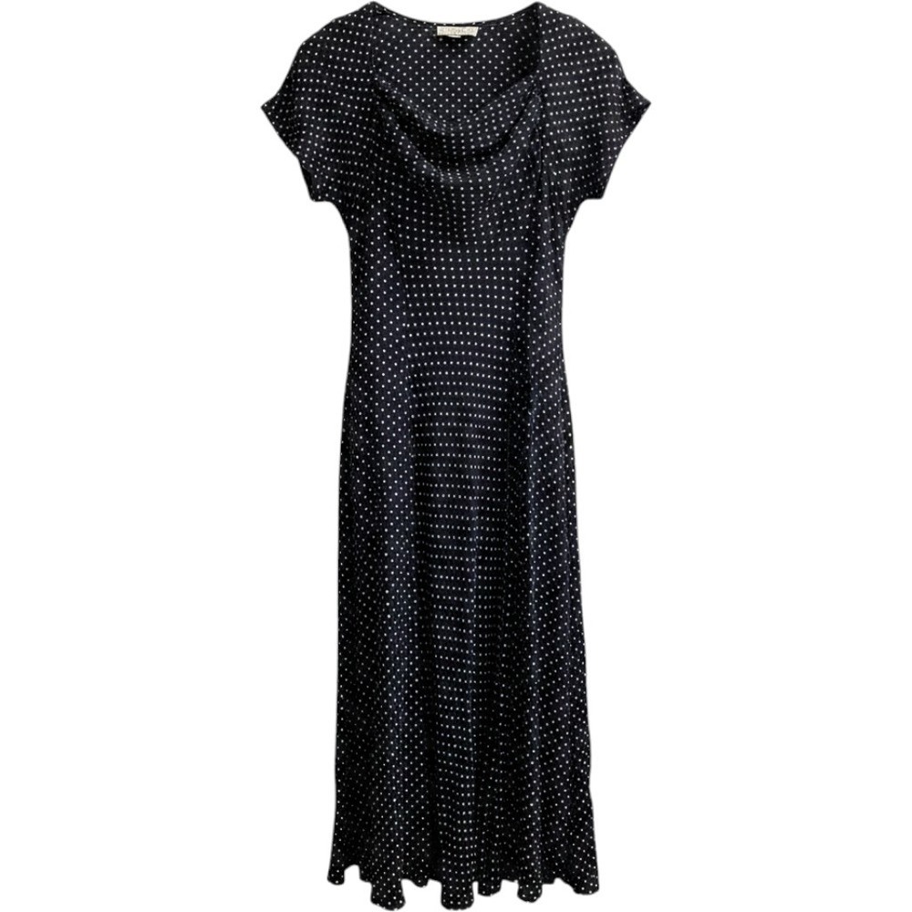 Vintage Laundry Dress Women 10 Navy Blue Fit & Flare Maxi Retro Pinup Rockabilly